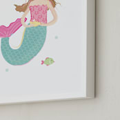 "Mermaid Art" - Art Print in Pinky Teal by Rebecca Marchese - Frame Close-up