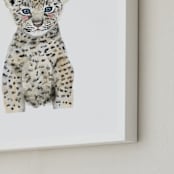 "Baby Animal Leopard" - Art Print in hazel wood by Cass Loh - Frame Close-up