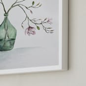 "Magnolia in Green Vase" - Art Print in Blush by Karen Kaul - Frame Close-up