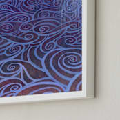 "Rain II, Abstract Watercolor Seascape" - Art Print in Blue by Kathleen Ney - Frame Close-up