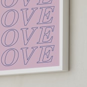 "Love Love Love Art" - Art Print in Cobalt by Amber Barkley - Frame Close-up