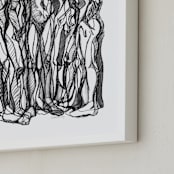 "Turn IV, Abstract Figurative Drawing" - Art Print in black by Kathleen Ney - Frame Close-up