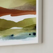 "Earthy Mountain Waves no.2" - Art Print in Khaki Green by Shina Choi - Frame Close-up