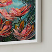 "How Much More Does He Love You?" - Art Print in Wildflower Coral by Stacy Kron - Frame Close-up