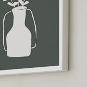 "Vase and Branches #2" - Art Print in Forest Green by Efrat Ofek - Frame Close-up