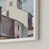 "Casine colorate" - Art Print in sky blue by M.E.Segantini - Frame Close-up