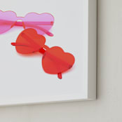 "Pink & Red Heart Sunglasses" - Art Print in Love Red by Jonathan Brooks - Frame Close-up