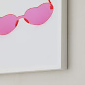 "Pink Heart Sunglasses" - Art Print in Sweet Pink by Jonathan Brooks - Frame Close-up