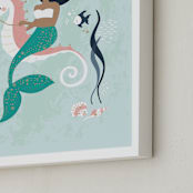 "la sirenetta" - Art Print in seafoam by peetie design - Frame Close-up