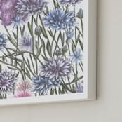 "Wildflowers Field" - Art Print in Cornflower Blue by Cecilia Battaini - Frame Close-up