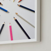 "Colored Pencils" - Art Print in Sky Blue by Jonathan Brooks - Frame Close-up