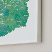 "Ireland - The Counties" - Art Print in Irish by Debb W - Frame Close-up