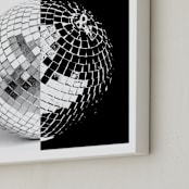 "Two-Tone Disco Ball" - Art Print in Midnight Black by Jonathan Brooks - Frame Close-up