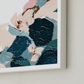 "Abstract Botanical Winter" - Art Print in Turquoise by Caryn Owen - Frame Close-up