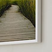 "Boardwalk + Seagrass" - Art Print in wood by Helen Makadia - Frame Close-up