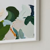 "Garden Botanical Abstract Art" - Art Print in green by Caryn Owen - Frame Close-up