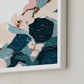 "Abstract Botanical Winter" - Art Print in Turquoise by Caryn Owen - Frame Close-up