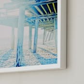 "Pier in Blue" - Art Print in Beach Blues by Deana Clement - Frame Close-up