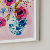 "flower in vase" - Art Print in blue, peachy by Tae Lee - Frame Close-up