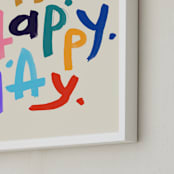 "Oh Happy Day Print" - Art Print in Beige by Rachel Roe - Frame Close-up