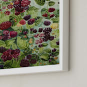 "Berries in the Wind" - Art Print in Berry Red by Janie Allen - Frame Close-up