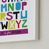 "Paper Cut ABCs" - Personalized Art Print in Plum by Ampersand Design Studio - Frame Close-up