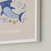 "Sharky cute" - Personalized Art Print in Blush by Tati Abaurre - Frame Close-up