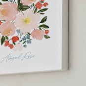 "Poppies & Roses" - Personalized Art Print in Rose by Kelsey Carlson - Frame Close-up