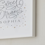 "Sweet Dreams Little One" - Personalized Art Print in Grey by Kristen Smith - Frame Close-up