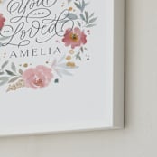 "You Are So Loved Little One" - Personalized Art Print in Slate by Kristen Smith - Frame Close-up