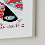 "Glink Glunk" - Art Print in Cherry by ERAY - Frame Close-up