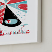 "Glink Glunk" - Art Print in Cherry by ERAY - Frame Close-up