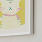 "Valentine Zoo Tiger" - Art Print in Yellow by Lori Wemple - Frame Close-up