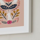 "Forest Friends" - Art Print in Blush Pink by Afton Harding - Frame Close-up