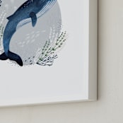"In the Deep" - Art Print in Aqua by Oma N. Ramkhelawan - Frame Close-up