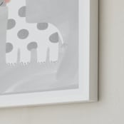 "Dream Big Elephant And Giraffe" - Art Print in Soft Grey by Patrice Horvath - Frame Close-up
