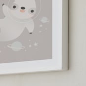 "Sloth in Space" - Art Print in gray by Lori Wemple - Frame Close-up