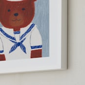 "Sailor Bear" - Art Print in Dusty Blue by Madhvi Samimi - Frame Close-up