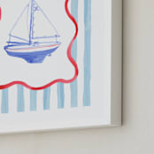 "Vintage Play Boat" - Art Print in Sailor Blue by Little Blue Designs - Frame Close-up