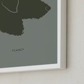 "Tonal Pet Silhouette: Custom Print with Text" - Custom Print in Olive Shadow by Minted - Frame Close-up