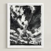 "plume" - Art Print in Charcoal by Kelly Johnston - Framed