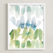 "Subtle Overlap" - Art Print in Leaf by Kelly Ventura - Framed