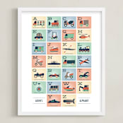 "Alphabet in Motion" - Personalized Art Print in Sherbet by Erica Krystek - Framed