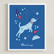 "Space Pup" - Personalized Art Print in Celestial by Kristin Mastoras - Framed