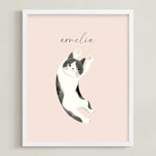 "Feline" - Personalized Art Print in Blush by Vivian Yiwing - Framed