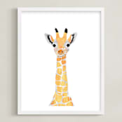 "baby animal.giraffe" - Art Print in merigold by Cass Loh - Framed