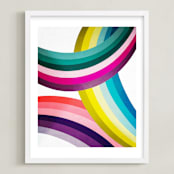 "Rainbow Waves" - Art Print in White by Jen Florentine - Framed