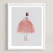 "Painted Ballerina" - Art Print in rose by Grae - Framed