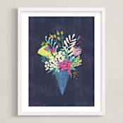 "Candy blossom" - Art Print in Midnight blue by Lisa Glanz - Framed