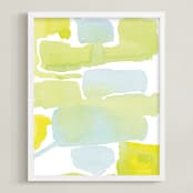 "Moss and Blue Stone" - Art Print in Moss Blue by Deborah Velasquez - Framed